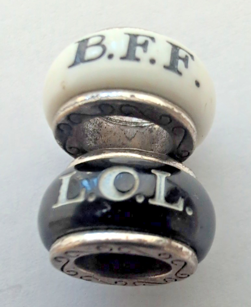 Brighton Charms BFF & LOL Black And White Enamel Retired